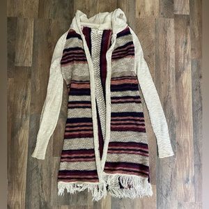 Long hooded cardigan